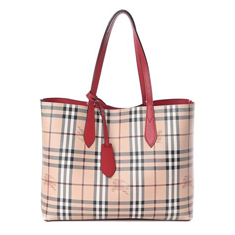 burberry haymarket check tote red